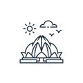 lotus temple vector icon isolated on white background. Outline, thin line lotus temple icon for website design and mobile, app Royalty Free Stock Photo