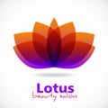 Lotus transparent leaves logotype. Vector flower symbol beauty salon or spa, cosmetics or relax, brand style