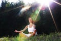 Lotus yoga sunrise Royalty Free Stock Photo