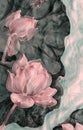 The lotuses. Batik. Decorative composition of flowers, leaves, buds. Use printed materials, signs, items, websites, maps, posters,