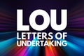 LOU - Letters Of Undertaking acronym, business concept background Royalty Free Stock Photo