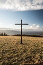 Loucka hill summit in late autumn Slezske Beskydy mountains in Czech republic