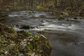 Loucka river near Tisnov town in autumn cloudy wet day