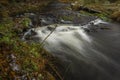 Loucka river near Tisnov town in autumn cloudy wet day