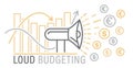 Loud budgeting outline banner, poster. Alternative to unbridled consumption.