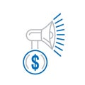 Loud budgeting outline icon, sign. Alternative to unbridled consumption.