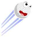 Loud funny crazy golf sport ball flies with great speed after great hit. Sport equipment. Vector