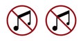 loud music ban prohibit icon. Not allowed listening to music .