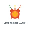 loud ringing red alarm clock in motion icon. deadline, urgent delivery, task management, intensive course concept symbol design,