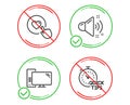 Loud sound, Computer and Like button icons set. Quick tips sign. Music, Pc component, Press love. Vector Royalty Free Stock Photo