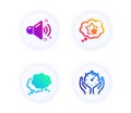 Loud sound, Ranking stars and Speech bubble icons set. Timer sign. Music, Winner award, Chat message. Vector