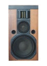 Loud speaker with black grills and solid wood finish isolated