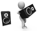 Loud Speakers Character Shows Music Disco Or Party Royalty Free Stock Photo