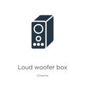 Loud woofer box icon vector. Trendy flat loud woofer box icon from cinema collection isolated on white background. Vector Royalty Free Stock Photo