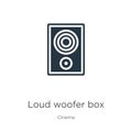 Loud woofer box icon vector. Trendy flat loud woofer box icon from cinema collection isolated on white background. Vector Royalty Free Stock Photo