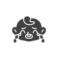 Loudly Crying baby face vector icon