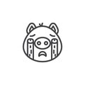 Loudly crying piggy face emoji line icon