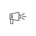 Loudspeaker advertisement line icon.