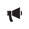 Loudspeaker - black icon on white background vector illustration. Advertising promotion information concept sign. Megaphone Royalty Free Stock Photo