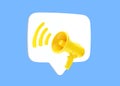 Loudspeaker 3d render icon - attention hand speaker, promotion and communicate advertise with voice