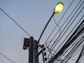 Loudspeaker And Electric light On The Pole Royalty Free Stock Photo