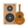 Loudspeaker and guitar vector, Barbecue related flat style icon Royalty Free Stock Photo