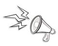 Loudspeaker, megaphone, bullhorn icon or symbol. Social, media, marketing, advertising or promotion concept. Vector Royalty Free Stock Photo