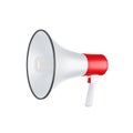 loudspeaker or megaphone horn white and red megafon is a simulated notification speaker icon. 3D illustration rendering - clipping