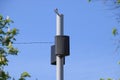 The loudspeaker on the pole. Outdoor speakers for fun walking in the park Royalty Free Stock Photo