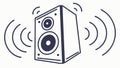 Loudspeaker with radiating sound waves, powerful audio, vector design Generative AI Royalty Free Stock Photo
