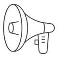 Loudspeaker thin line icon, audio concept, megaphone sign on white background, Loud speaker icon in outline style for Royalty Free Stock Photo