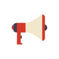 Loudspeaker vector icon communication speaker illustration. Megaphone announcement message loudspeaker. Voice sign icon