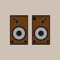 Brown music speakers. Isolated objects. Vector illustration. Royalty Free Stock Photo
