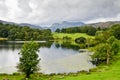 Loughrigg Tarn and the Langdale Pikes Royalty Free Stock Photo