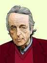 Louis Althusser line art portrait. Vector