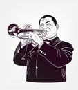 Louis armstrong vector sketch illustration portrait Royalty Free Stock Photo