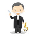 Louis Pasteur cartoon character. Vector Illustration.