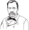 Louis Pasteur cartoon portrait, vector