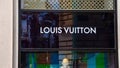 Louis Vuitton brand sign close up