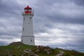 Louisbourg Lighthouse in Nova Scotia on a stormy day