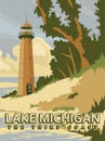 Michigan. The Third Coast. The great lakes state. Touristic poster in vector Royalty Free Stock Photo