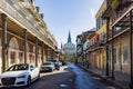 Sunny view of the historical St. Louis Cathedral at French Quarter Royalty Free Stock Photo