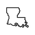 Black line icon for Louisiana, map and country