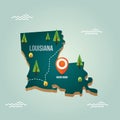 Louisiana map with capital city. Vector illustration decorative design