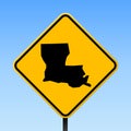 Louisiana map on road sign. Royalty Free Stock Photo