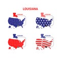 Louisiana map with usa flag design illustration Royalty Free Stock Photo