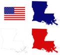 Louisiana map with USA flag - state in the southeastern region of the United States Royalty Free Stock Photo