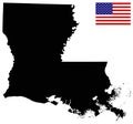 Louisiana map with USA flag - state in the southeastern region of the United States Royalty Free Stock Photo