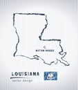 Louisiana national vector drawing map on white background
