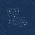 Louisiana network, constellation style us state. Royalty Free Stock Photo